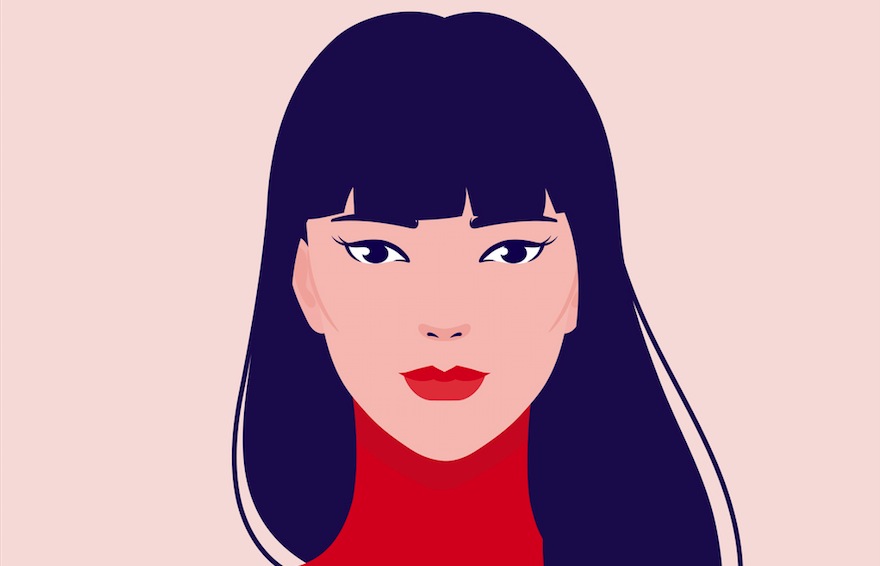 frange dessin femme brune