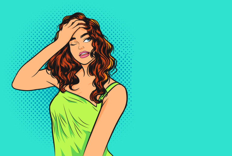 femme instable émotion mal de tête étourdie oublier dessin