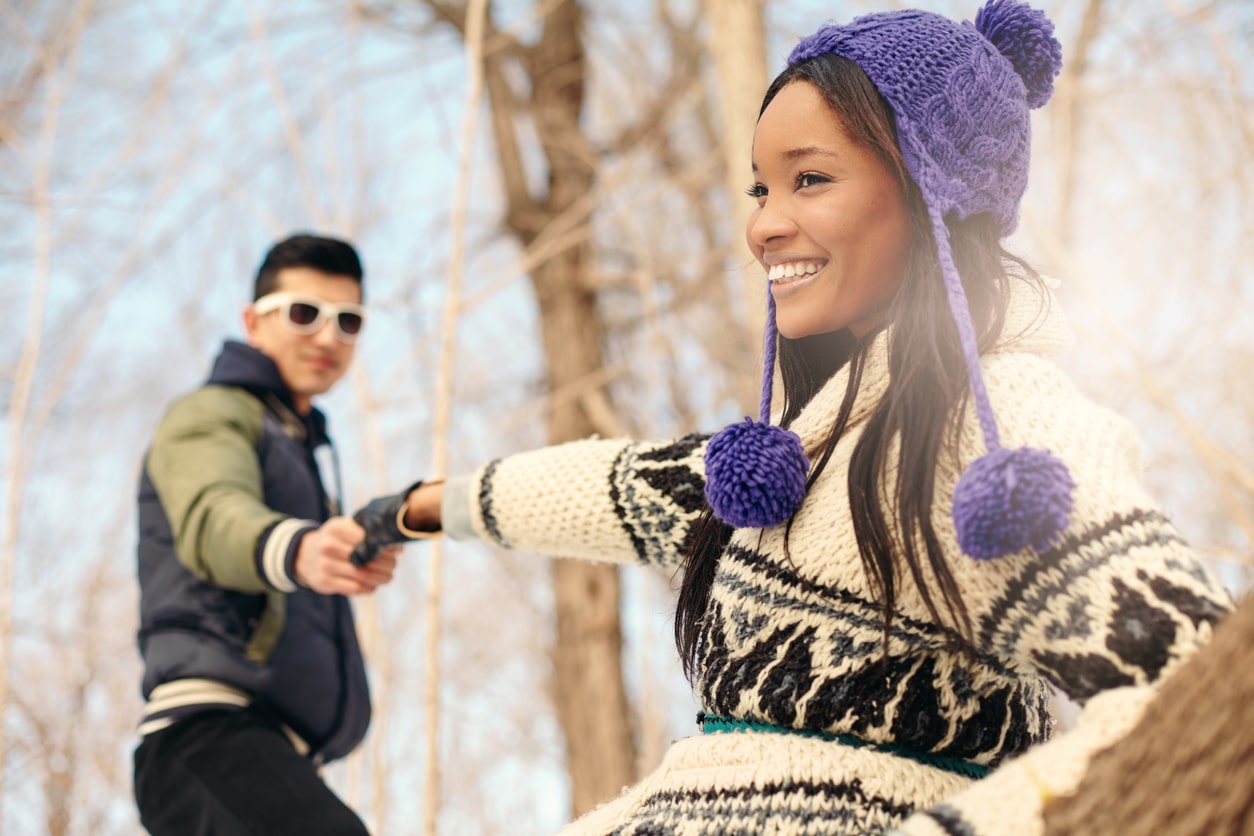 hiver froid neige couple