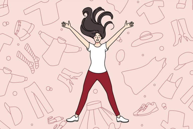 femme sourire rire dressing vêtements garde-robe dessin fille illustration astuces