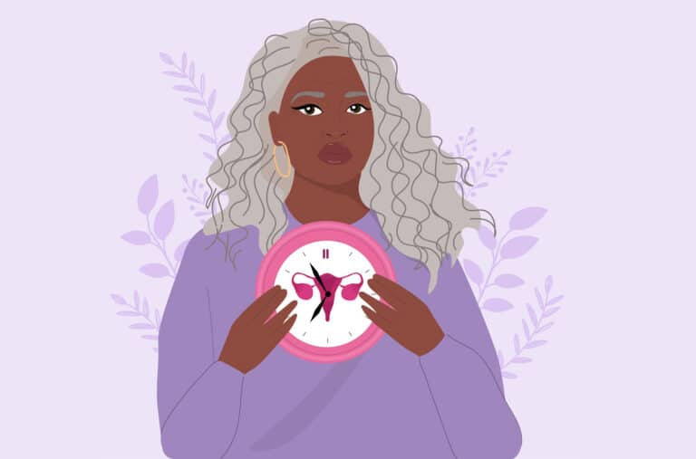 femme pré ménopause horloge biologique illustration dessin utérus