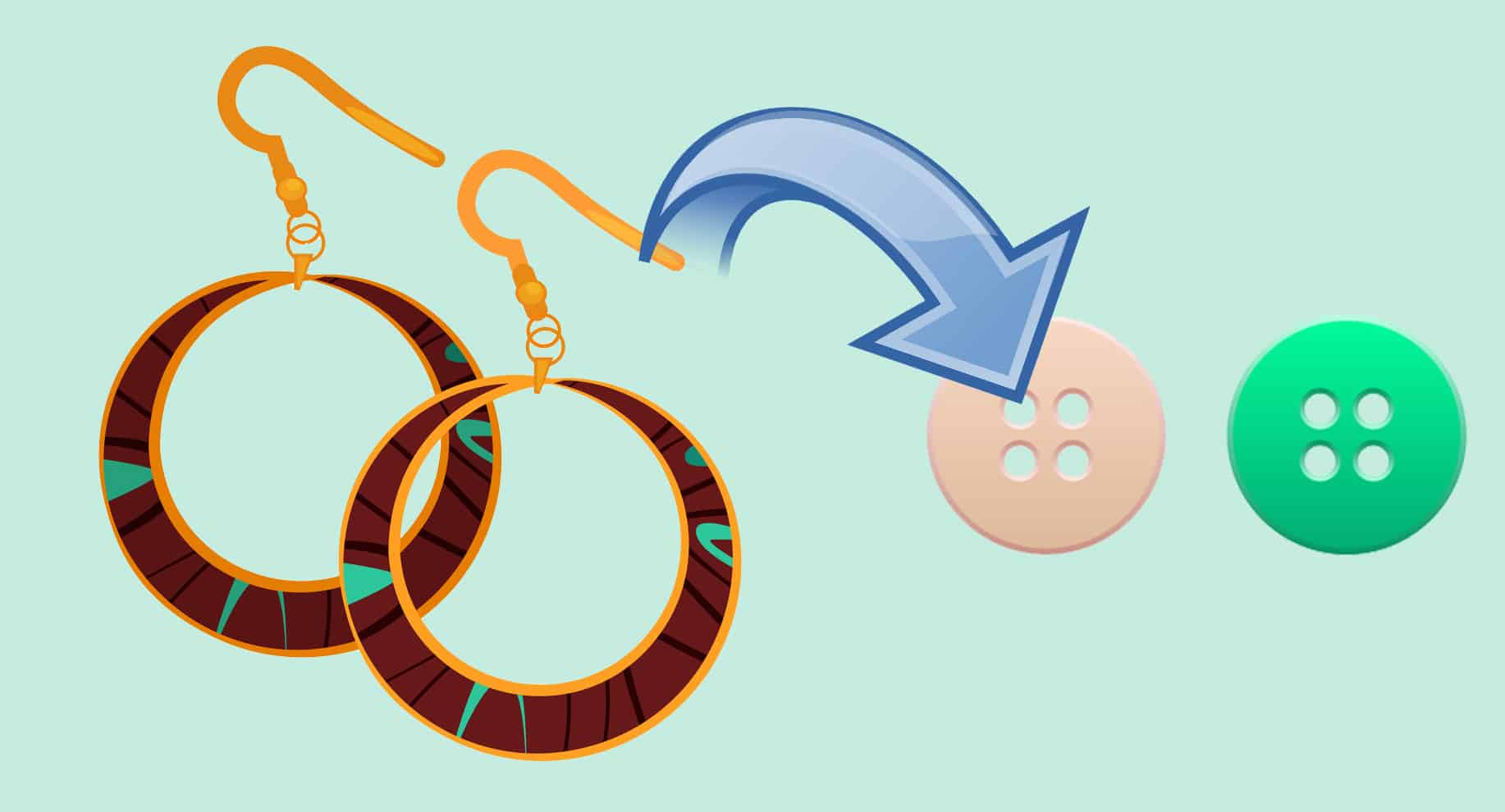 boucles oreilles astuces bouton vêtements dessin illustration