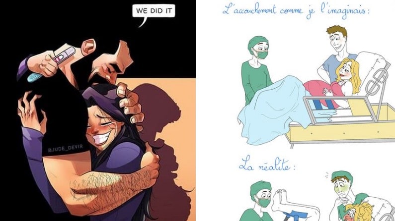 dessins grossesse démarches enceinte étapes