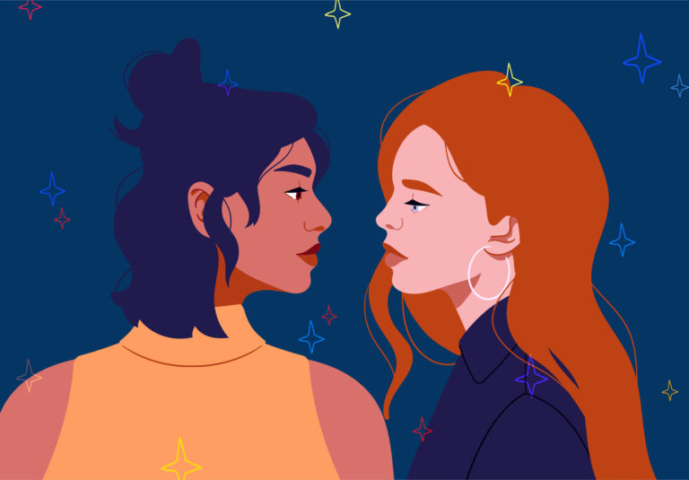 couple lesbiennes homosexuelles femmes dessin LGBT gay