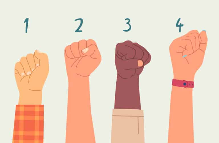 poings serrés femme bras mains test personnalité serrer