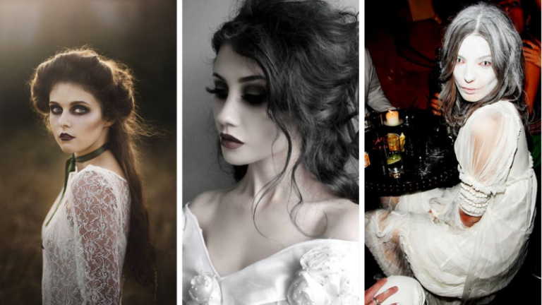 Halloween déguisement femme robe blanche maquillage fantôme