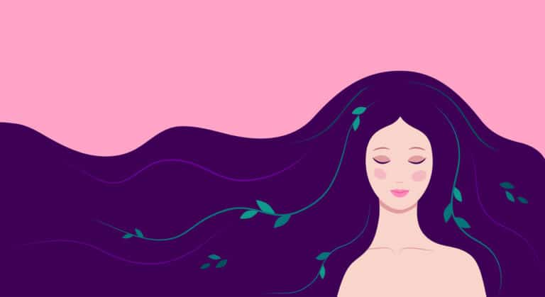 femme cheveux longs no poo dessin illustration