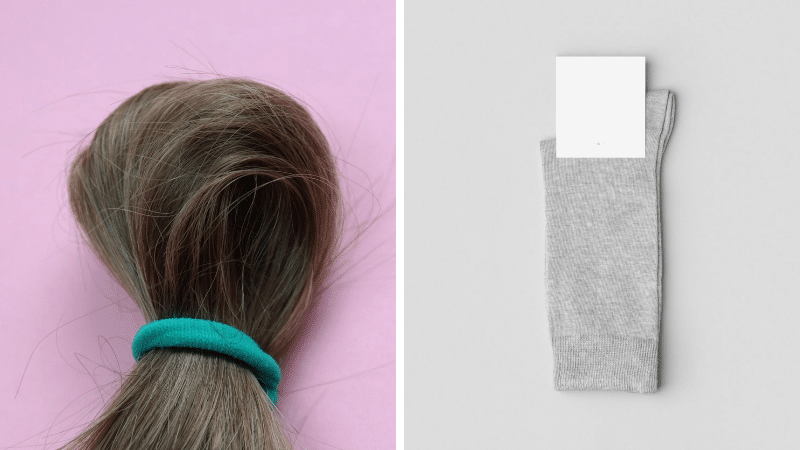 astuces filles élastique cheveux chaussette paire orpheline