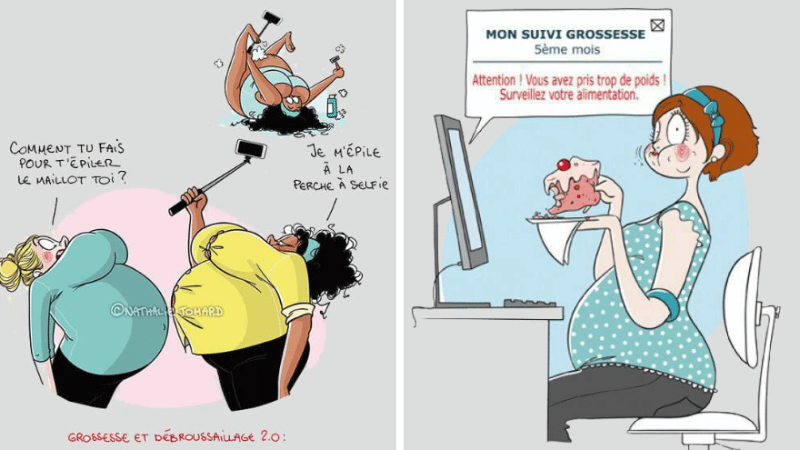 dessins humour etre enceinte grossesse nathalie jomard illustration