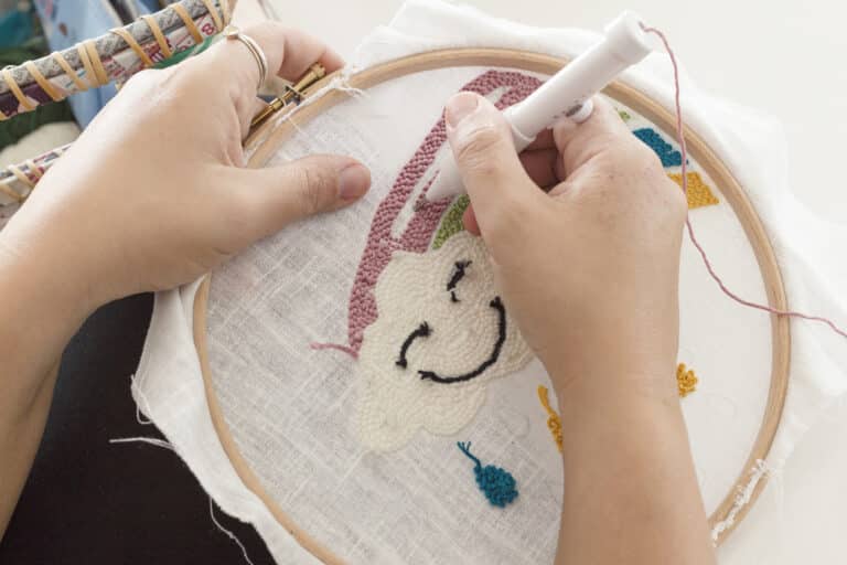 punch needle technique broderie déco diy broder